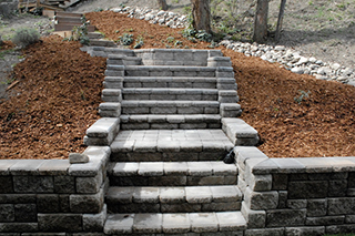 Natural stone stairs landscaped